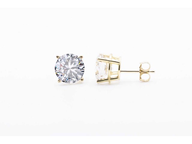 18 karaat geelgouden oorstekers met 4,06 crt. diamant - afbeelding 5 van  7