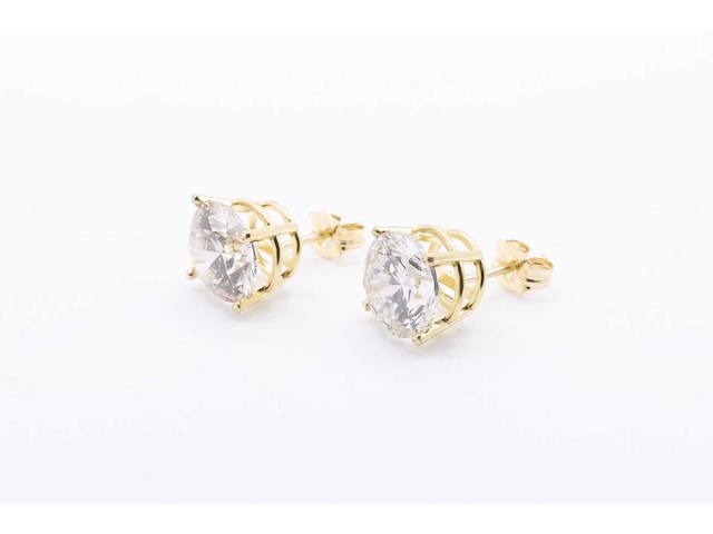 18 karaat geelgouden oorstekers met 4,06 crt. diamant - afbeelding 6 van  7