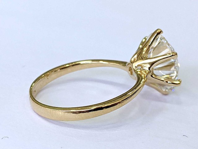18 karaat geelgouden ring met 3,02 ct. diamant - afbeelding 4 van  7