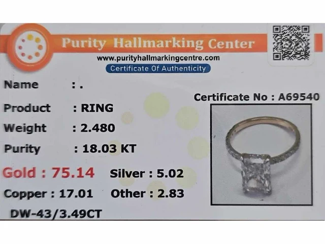 18 karaat geelgouden ring met 3,49 ct. diamant - afbeelding 5 van  15