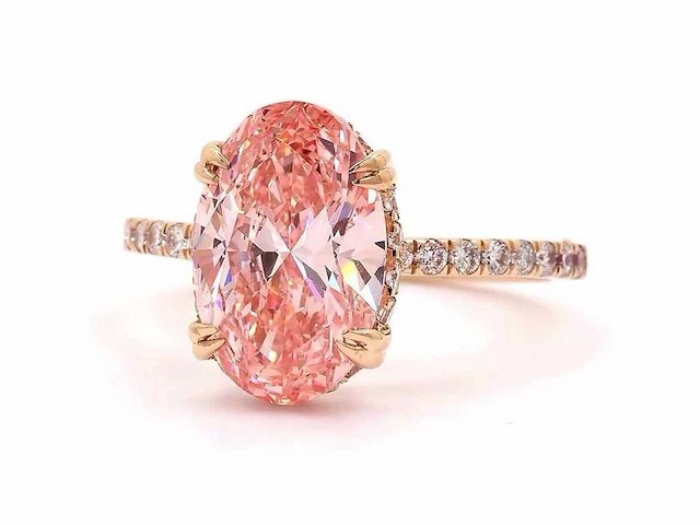 18 karaat geelgouden ring met 3,97 ct. diamant - afbeelding 1 van  8