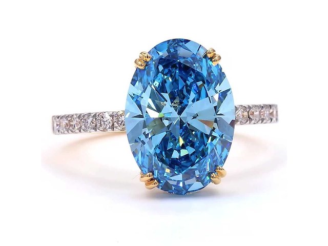 18 karaat geelgouden ring met 4,35 ct. diamant - afbeelding 1 van  9