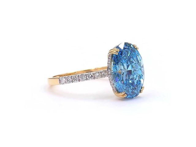 18 karaat geelgouden ring met 4,35 ct. diamant - afbeelding 3 van  9