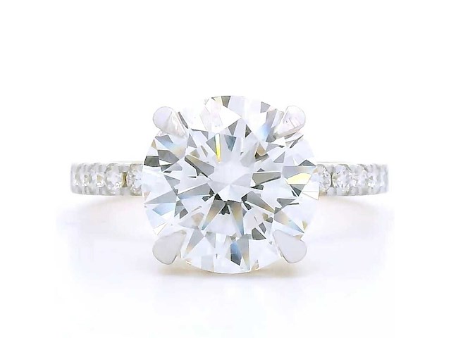 18 karaat geelgouden ring met 4,56 crt. diamant - afbeelding 7 van  8