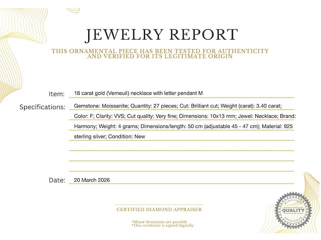 18 karaat goud collier met letter hanger - afbeelding 4 van  5