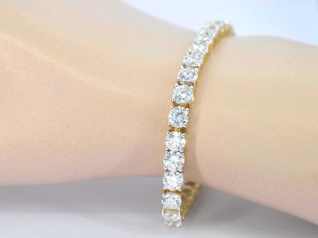 18 karaat gouden tennisarmband met briljant geslepen diamanten 18 carat - afbeelding 1 van  3