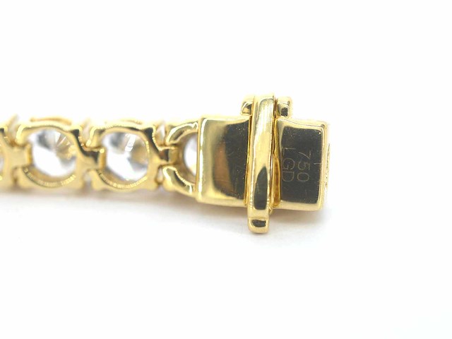 18 karaat gouden tennisarmband met briljant geslepen diamanten 18 carat - afbeelding 3 van  3