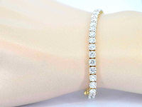 18 karaat gouden tennisarmband met briljant geslepen diamanten van 10 carat - afbeelding 2 van  7