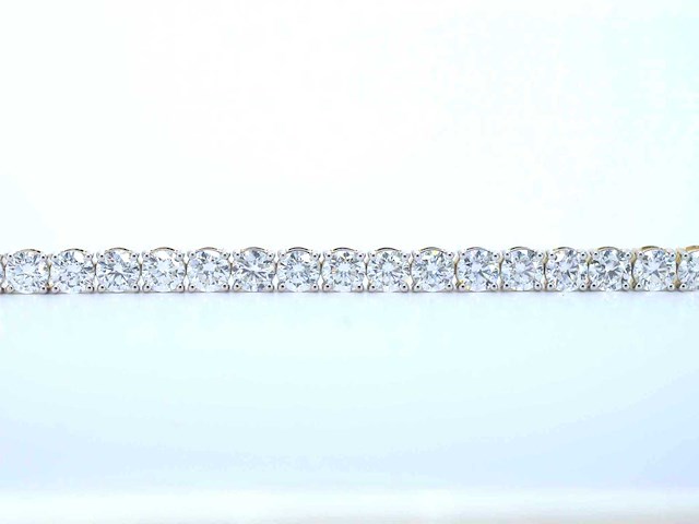 18 karaat gouden tennisarmband met briljant geslepen diamanten van 10 carat - afbeelding 6 van  7