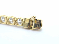 18 karaat gouden tennisarmband met briljant geslepen diamanten van 10 carat - afbeelding 7 van  7