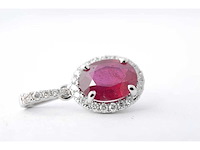 18 karaat witgouden hanger met diamanten en robijn - afbeelding 4 van  5