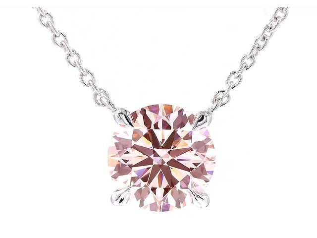 18 karaat witgouden ketting met 3,00 crt. diamant - afbeelding 1 van  7