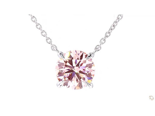 18 karaat witgouden ketting met 3,00 crt. diamant - afbeelding 3 van  7