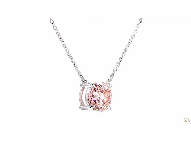18 karaat witgouden ketting met 3,00 crt. diamant - afbeelding 3 van  5