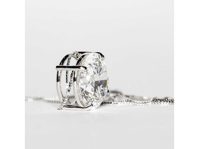 18 karaat witgouden ketting met 5,02 ct. diamant - afbeelding 4 van  8