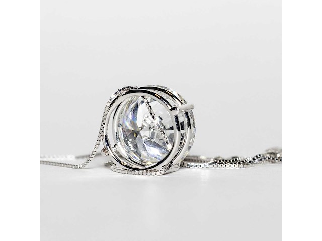 18 karaat witgouden ketting met 5,02 ct. diamant - afbeelding 8 van  8