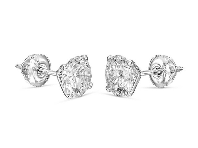 18 karaat witgouden oorstekers met 3,05 ct. diamant - afbeelding 6 van  6