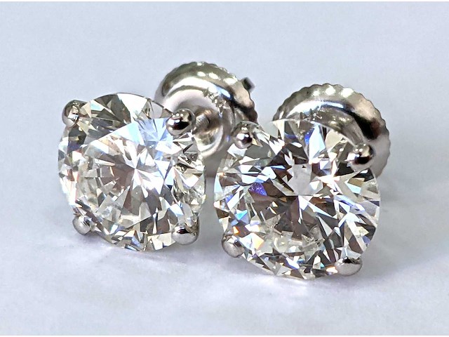 18 karaat witgouden oorstekers met 3,05 ct. diamant - afbeelding 2 van  9