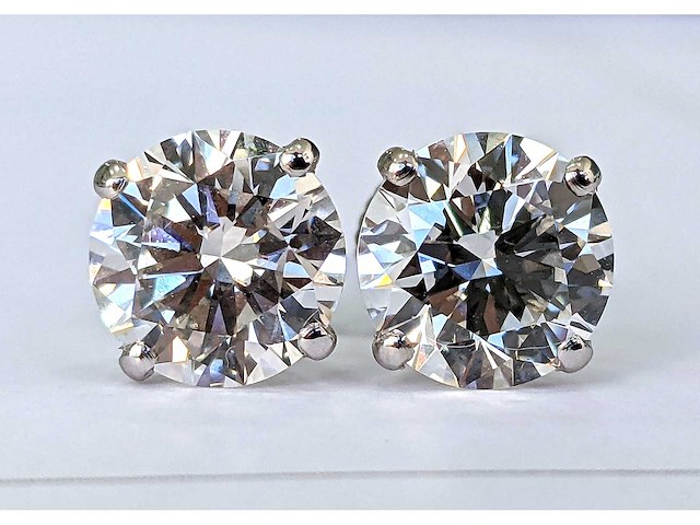 18 karaat witgouden oorstekers met 3,05 ct. diamant - afbeelding 6 van  9