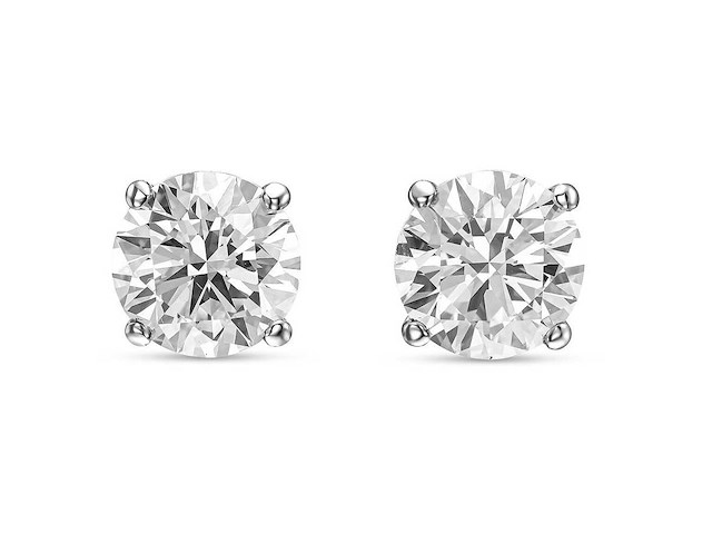18 karaat witgouden oorstekers met 3,05 ct. diamant - afbeelding 9 van  9