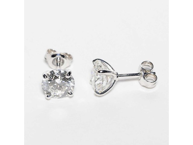 18 karaat witgouden oorstekers met 5,00 crt. diamant - afbeelding 8 van  10