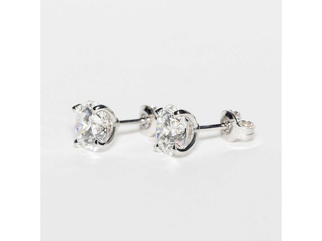 18 karaat witgouden oorstekers met 5,00 crt. diamant - afbeelding 8 van  10