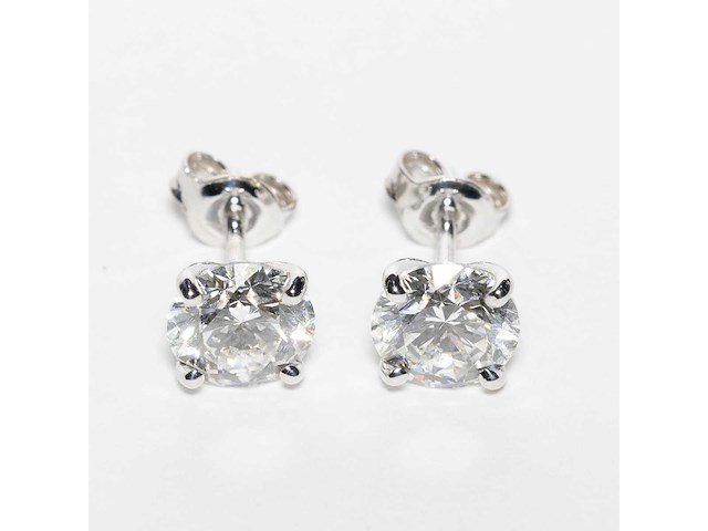18 karaat witgouden oorstekers met 5,00 crt. diamant - afbeelding 1 van  10