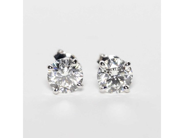 18 karaat witgouden oorstekers met 5,00 crt. diamant - afbeelding 7 van  10