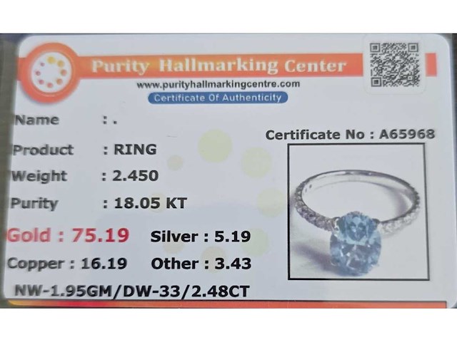 18 karaat witgouden ring met 2,48 ct. diamant - afbeelding 8 van  8