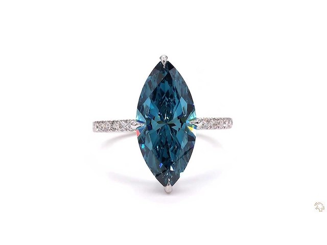 18 karaat witgouden ring met 4,44 crt. diamant - afbeelding 4 van  5