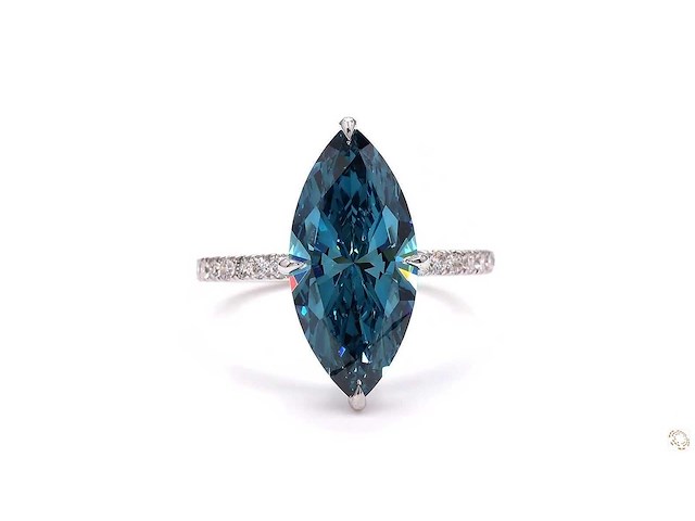 18 karaat witgouden ring met 4,44 crt. diamant - afbeelding 4 van  5