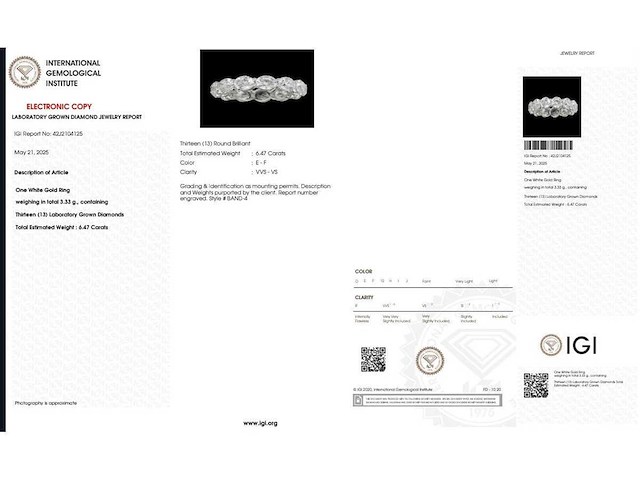 18 karaat witgouden ring met 6,47 crt. diamant - afbeelding 2 van  7