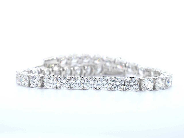 18 karaat witgouden tennisarmband met briljant geslepen diamanten 18 carat - afbeelding 4 van  6