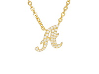 18 karaats goud (verneuil) collier met letter hanger a - afbeelding 1 van  6