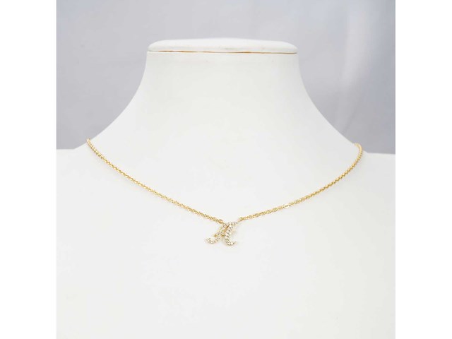 18 karaats goud (verneuil) collier met letter hanger a - afbeelding 2 van  6