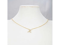18 karaats goud (verneuil) collier met letter hanger a - afbeelding 2 van  6