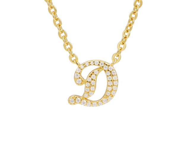 18 karaats goud (verneuil) collier met letter hanger d - afbeelding 1 van  6