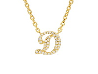 18 karaats goud (verneuil) collier met letter hanger d - afbeelding 1 van  6