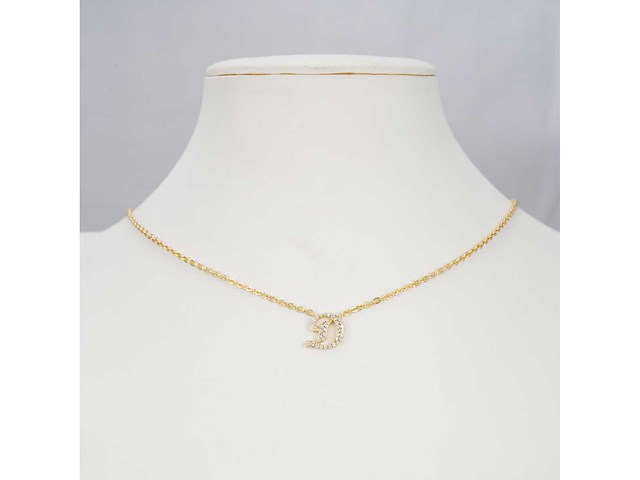 18 karaats goud (verneuil) collier met letter hanger d - afbeelding 2 van  6