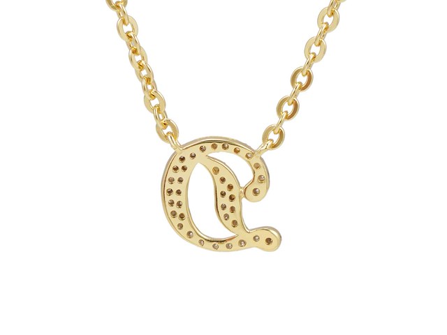 18 karaats goud (verneuil) collier met letter hanger d - afbeelding 5 van  6