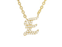 18 karaats goud (verneuil) collier met letter hanger e - afbeelding 1 van  6