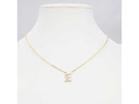 18 karaats goud (verneuil) collier met letter hanger e - afbeelding 2 van  6