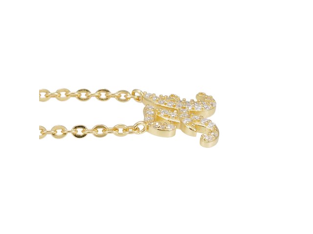 18 karaats goud (verneuil) collier met letter hanger h - afbeelding 4 van  6