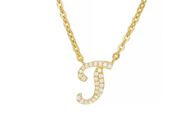 18 karaats goud (verneuil) collier met letter hanger j - afbeelding 1 van  5