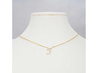 18 karaats goud (verneuil) collier met letter hanger j - afbeelding 2 van  5