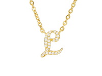 18 karaats goud (verneuil) collier met letter hanger l - afbeelding 1 van  6
