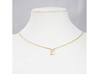 18 karaats goud (verneuil) collier met letter hanger l - afbeelding 2 van  6