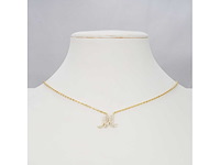 18 karaats goud (verneuil) collier met letter hanger m - afbeelding 2 van  6