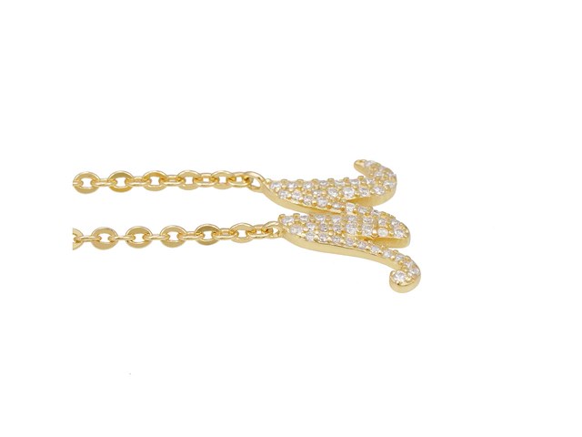 18 karaats goud (verneuil) collier met letter hanger m - afbeelding 4 van  6