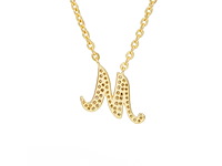 18 karaats goud (verneuil) collier met letter hanger m - afbeelding 5 van  6